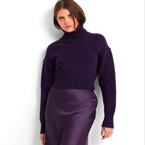 NWT Club Monaco deep purple crop turtleneck